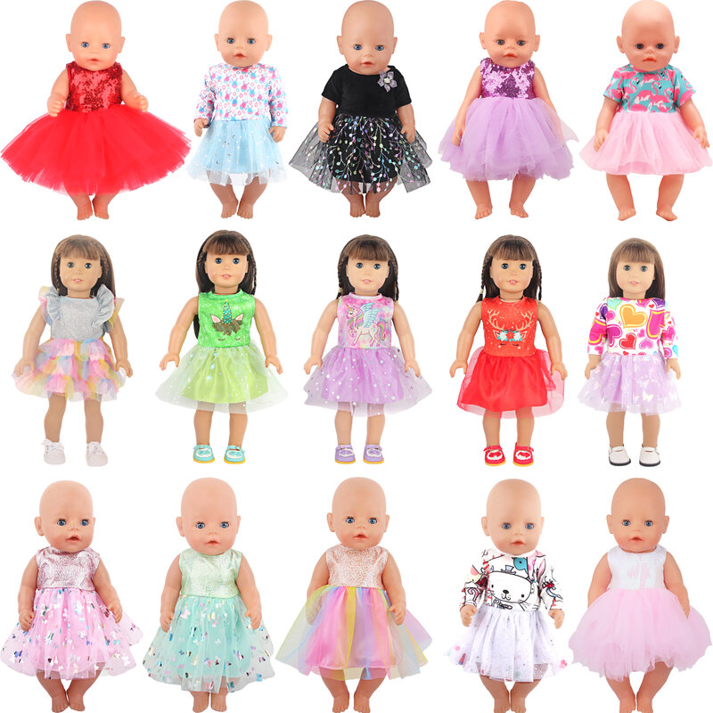 Schöne Garn Rock Serie Puppe Accessoires Kleid Einhorn Kitz Kätzchen Herz Kleidung für 18 Zoll Puppen 43cm Baby neugeborene Puppe Spielzeug