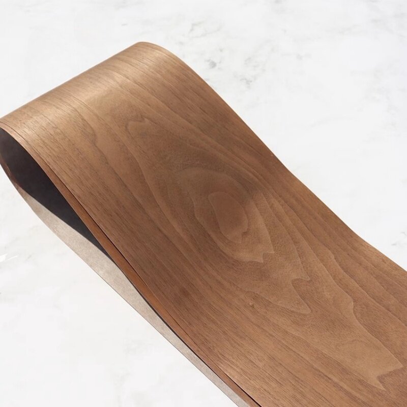Veneer kayu hitam Veneer kenari tangan dihiasi kotak suara furnitur papan dinding kayu Veneer L:2.4meter lebar: 15cm T:0.2mm