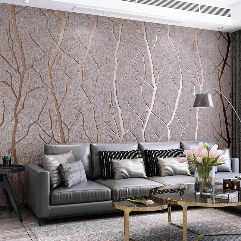 1Roll Modern Minimalist lines Deer Skin Velvet 3D Wallpaper Thickened Non Woven Fabric Living Room High Quality Wallpapers