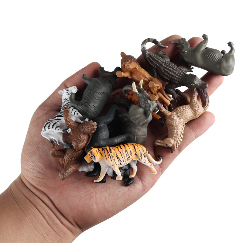Oenux Montessori Miniature Lion Shark Horse Dinosaur Animals Model Set Action Figures Figurine Zoo Cute Education Kids Toy Gift