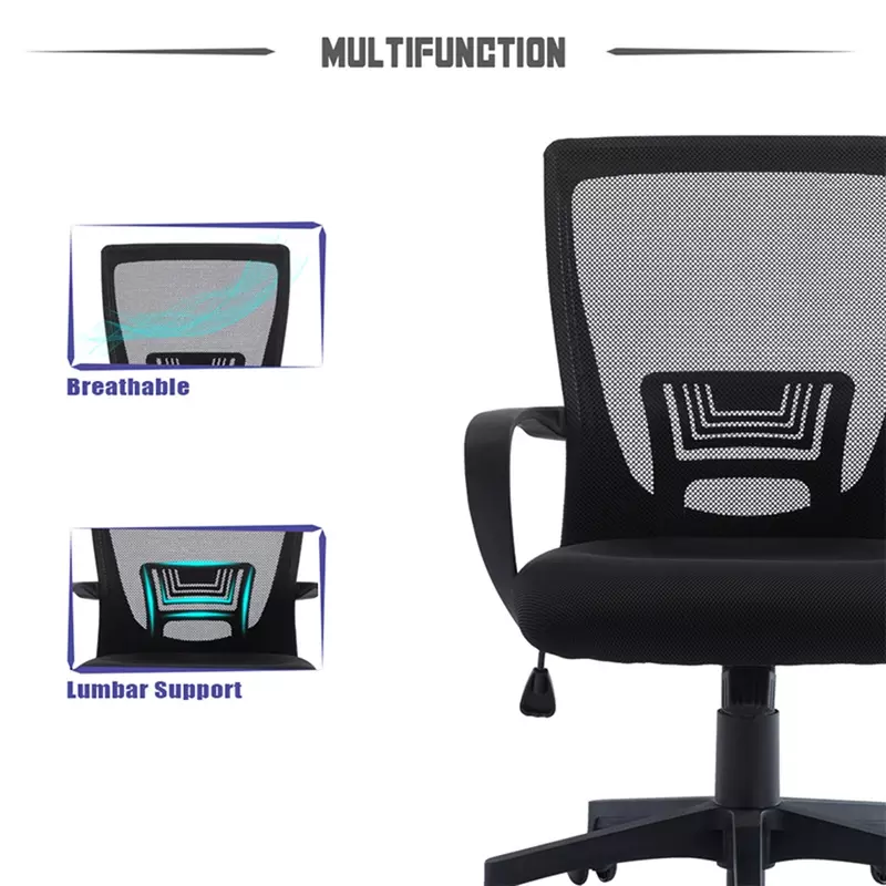 조정 가능한 미드 백 메쉬 회전 사무실 의자 팔걸이, 블랙, 다크 그레이, 그레이 및 기타 색상 사용 가능