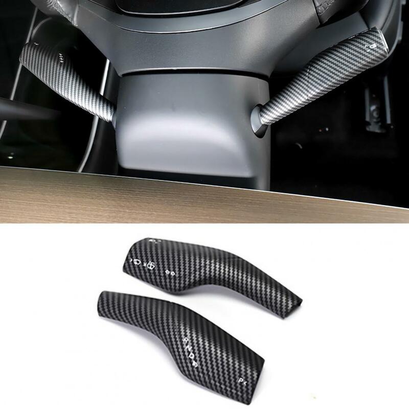 Carbon Fiber Gear Lever Cover, Tampa Haste de direção, Dual Design, Abs elegantes, Tesla Model 3 Y