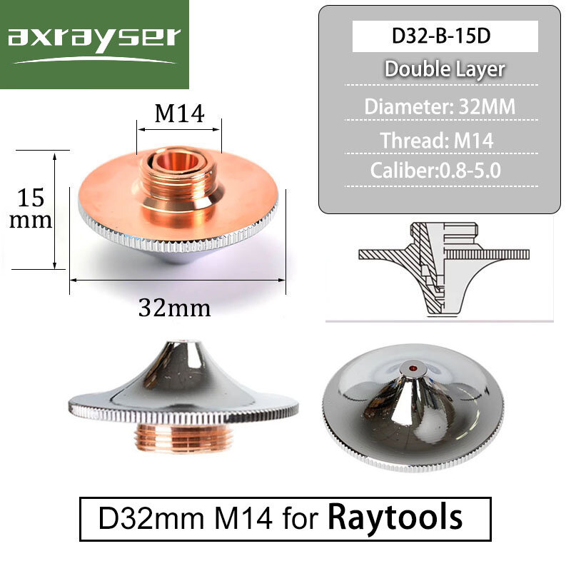 Raytools หัวฉีดเลเซอร์ความเร็วสูงประเภท D32 M14/ D28 M11สำหรับ Precitec WSX Hans HSG หัวคาร์บอนไฟเบอร์ส่วนตัดเครื่อง Consumable