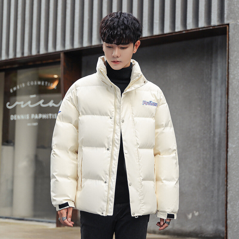 2022 inverno novo masculino curto para baixo jaqueta juventude engrossado impressão casal casaco casual tendência masculino wear