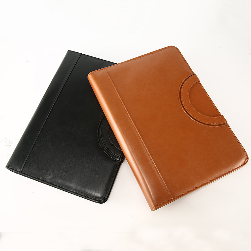 PU Leather A4 Portable File Folder with Calculator Binder Organizer Manager Office Document Pad Briefcase Padfolio Bag Supplies