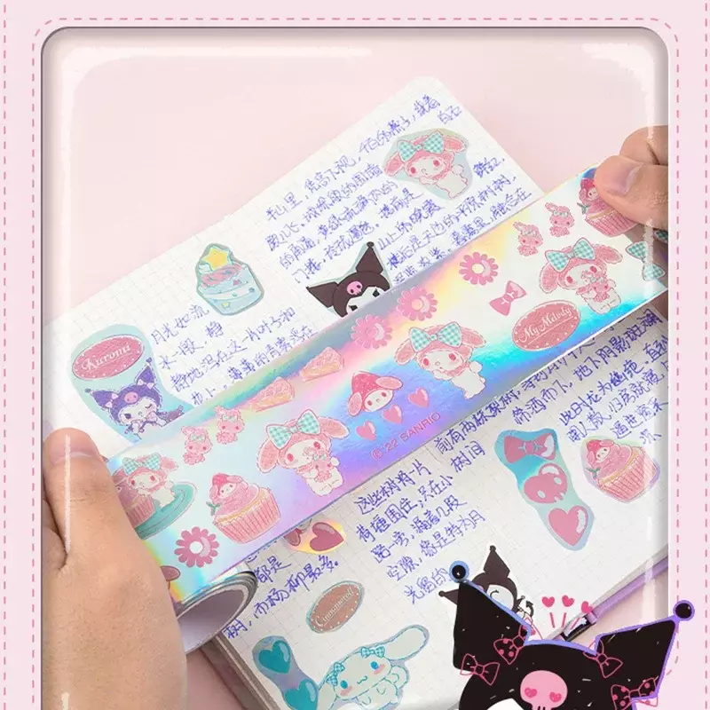5M Echte Sanrio Serie Lasertape Set Cartoon Kuromi Cinnamoroll Mymelodie Kleurrijke Hand Account Materiaal Decoratie