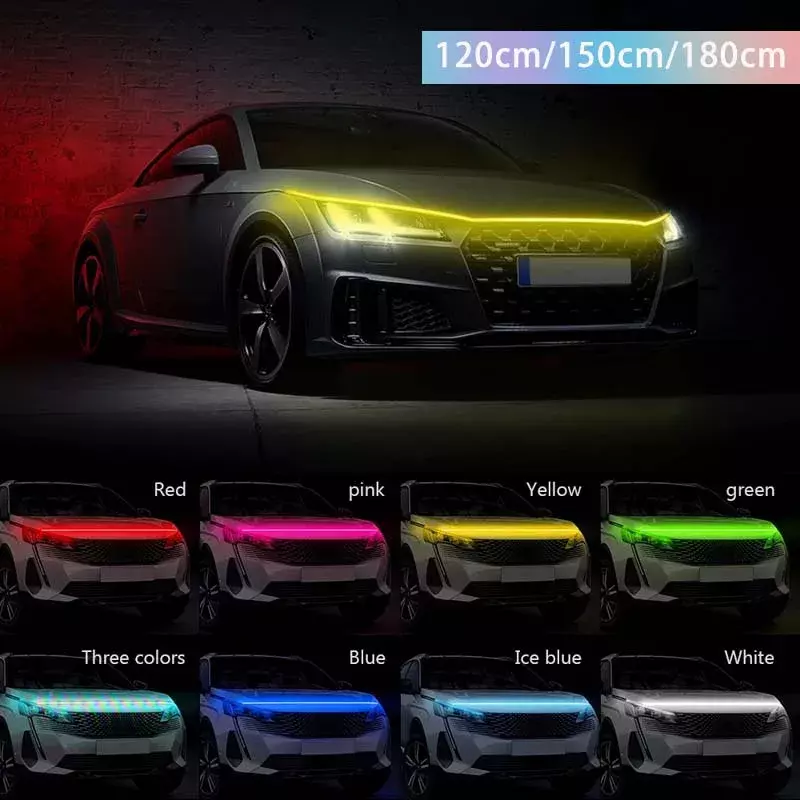 Bande lumineuse Flexible et étanche à LED pour capot de voiture, éclairage d'ambiance, éclairage d'ambiance, 12V, universel