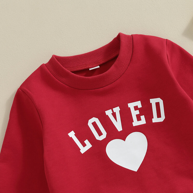 2020-11-09 Lioraitiin Kleinkind Jungen Valentinstag Outfits Herz Brief druck Langarm Sweatshirts und lange Hosen Kleidung Set