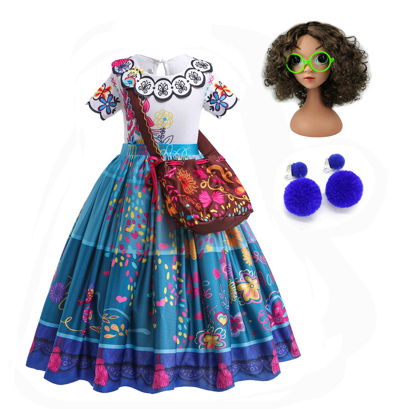 Princesa encanto dolores pepa cosplay traje isabela vestir-se crianças roupas helloween carnaval mirabel meninas vestidos