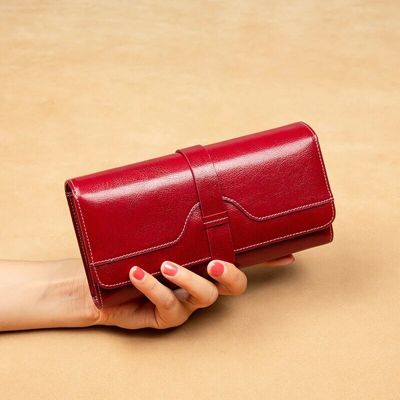 Genuine Leather Wallet for Women Luxury Designer Long Purse High Quality RFID Card Holder Women's Wallets Fahion Clutch Gift