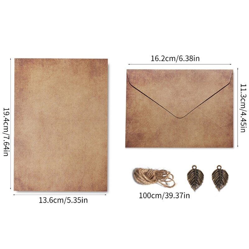 2023 10 zestawów papierowych kopert listowych pakiet antyczny papier Vintage papier i koperty