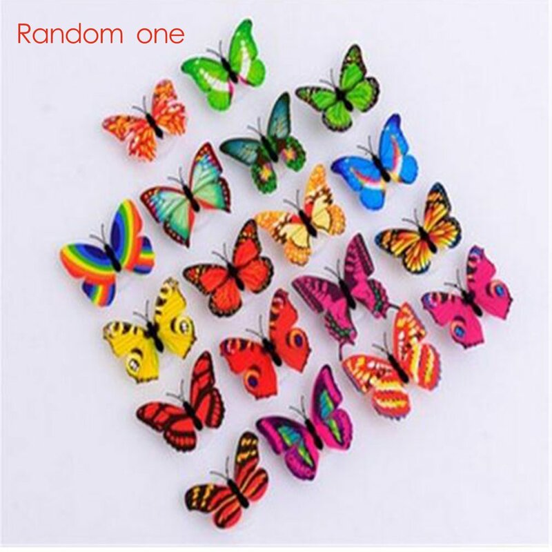 Creative Colorful LED Butterfly Night Light 3D Stereo Simulation Butterfly Wall Stickers Wall Decoration LED Night Light Lamp