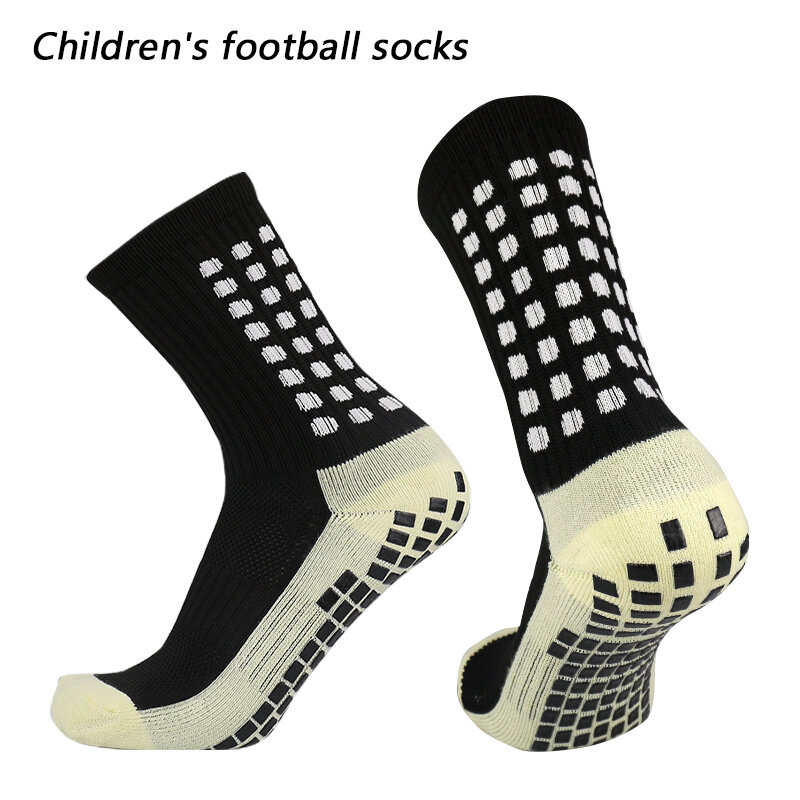New children breathable sports soccer socks square silicone non-slip grip football socks