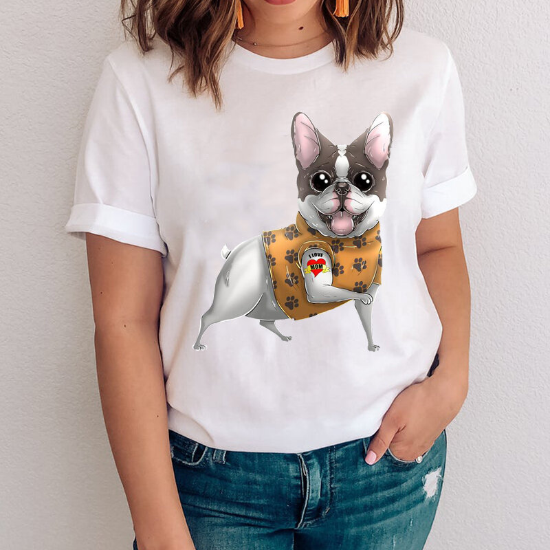 Women Graphic Printing Casual Dog Paw Cartoon Kawaii Animal 90s Clothes Lady Tees Print Tops Clothing Female Tshirt  T-Shirt