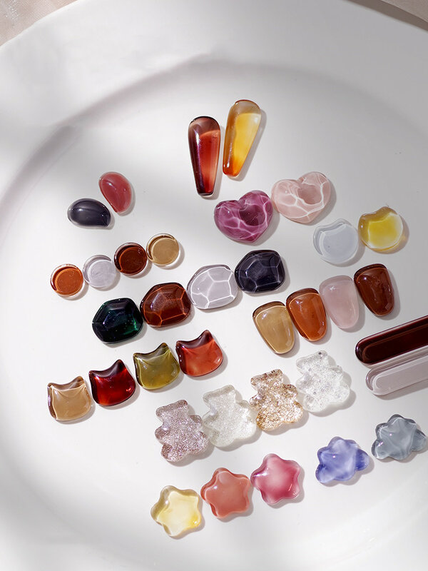 さまざまな色の透明なガラスのネイルアートディスプレイ,40個,マニキュアツール,UVジェル,卸売