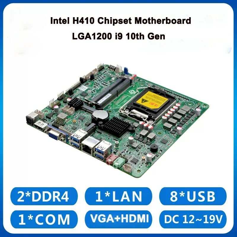 Mini-itx Motherboard Intel H410 Chipset LGA1200 i3 i5 i7 10th Gen Dual DDR4 Slots M.2 PS/2 One LAN Industrial AIO PC Mainboard