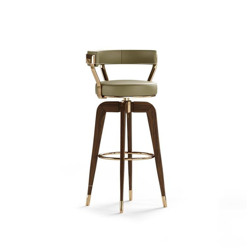 Роскошный барный стул из нержавеющей стали, современные креативные стулья для кухни, вращающиеся барные стулья для ресепшн, стулья из цельной древесины под заказ