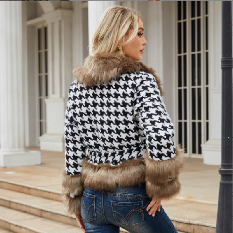Heißer Verkauf neue Mode Luxus Hahnen tritt Frauen Jacke Herbst Winter Pelz kragen Baumwolle Liner Mantel weibliche lässige schlanke Jacken