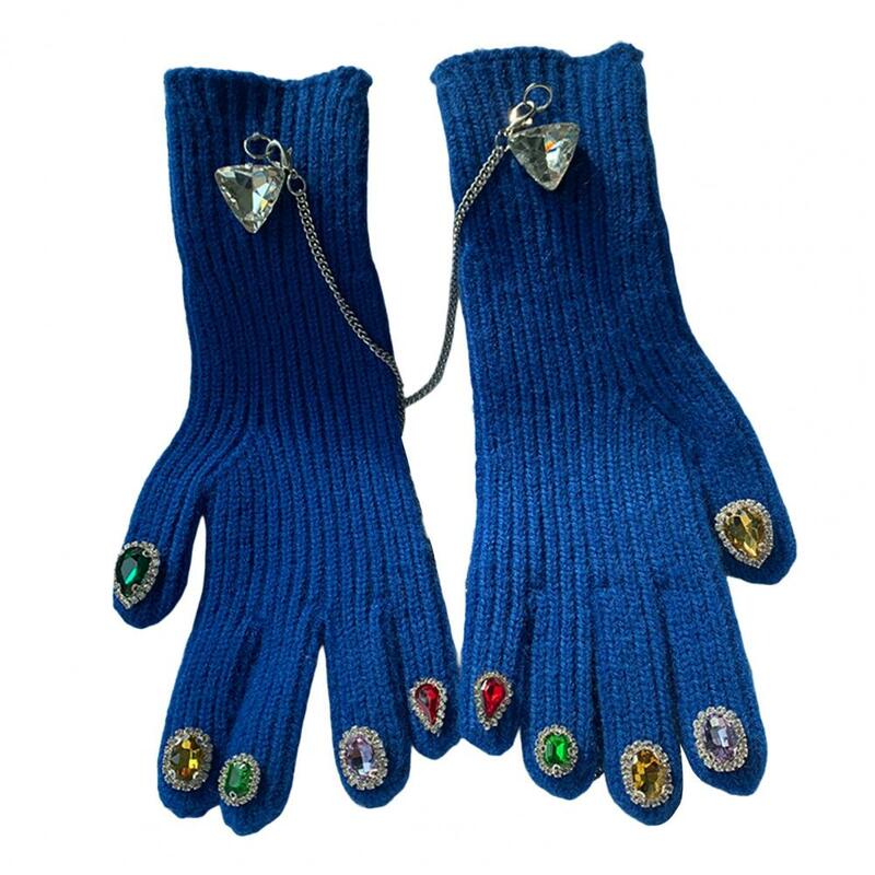 Guantes de invierno antiencogibles para mujer, guantes largos gruesos de Color sólido creativo, 1 par
