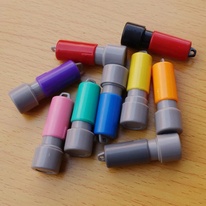 10 buah kotak segel stempel tinta otomatis liburan segel kosong kecil bulat Mini DIY membuat alat kotak tersegel