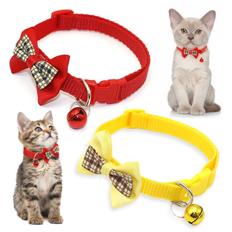 Plaid Print Puppy Dogs papillon regolabile collare in Nylon forniture per animali ornamento gatto gattino decorazione accessori con campana