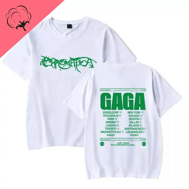 Футболка Lady Gaga The Chromatica Ball Tour, новинка 2023 года, одежда, футболки из 100% хлопка с круглым вырезом и короткими рукавами, мужские топы, женская футболка