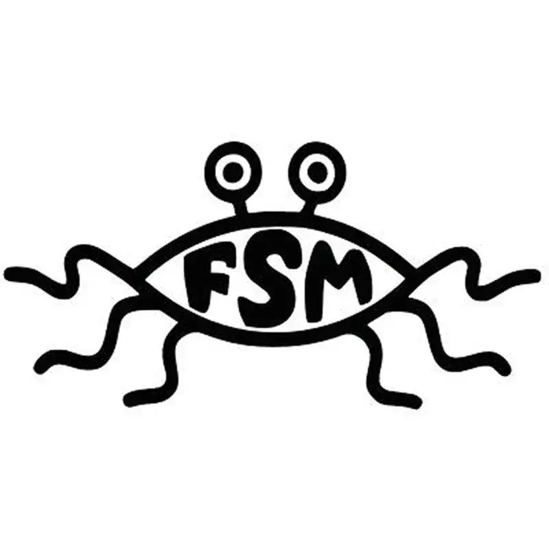 FSM Latający Potwór Spaghetti Śmieszne Naklejki Samochodowe Naklejka Winylowa Czarny/Srebrny 13,3X6,6CM