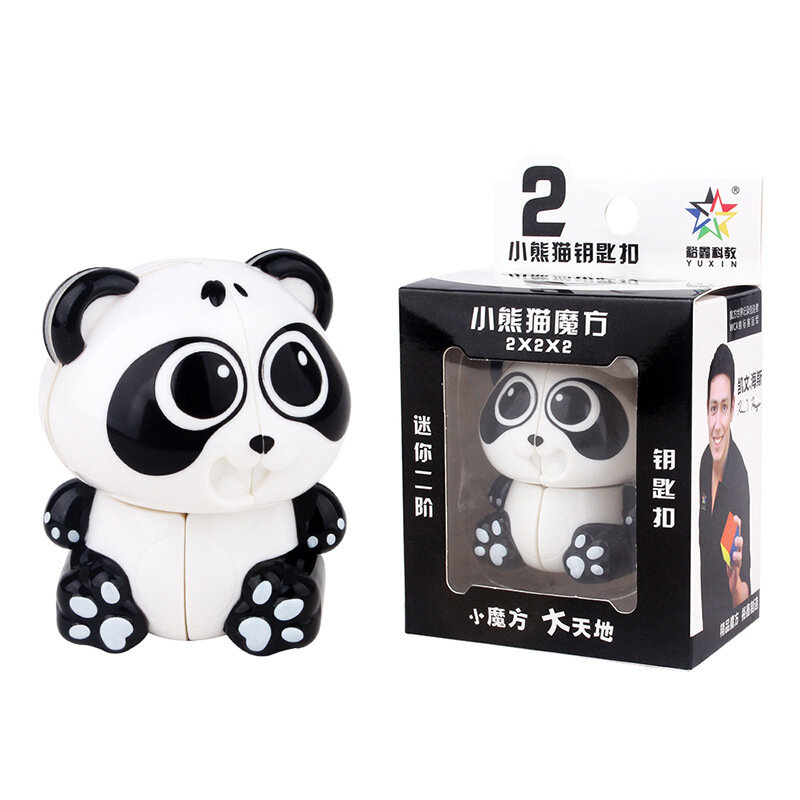 Lucu Kartun Harimau Panda Berbentuk 2X2X2 Kubus Sihir Gantungan Kunci Menyenangkan Hewan Kubus Mini Teka-teki Pendidikan Anti Stres Mainan untuk Anak-anak