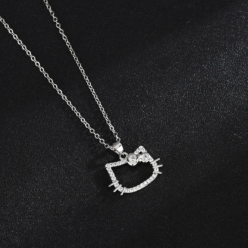 Sanrio Hellokitty collar de Anime, colgante de perlas de plata de ley, dijes de novia para niña, cadena de clavícula, joyería, regalos de cumpleaños