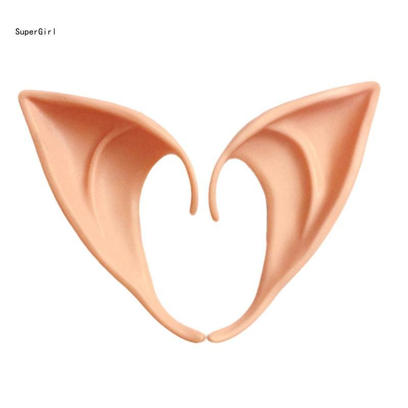 1 Pair Halloween Party Elven Elf Ears Pointed Anime Fairy Cospaly Costumes Accessories for Vampire Soft Christmas Party