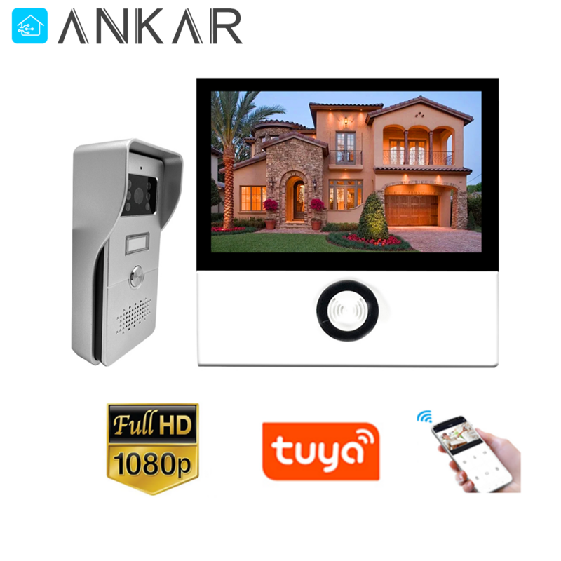 Ankartech 4 와이어 빌라 비디오 문짝 전화 인터폰, Tuya 지능형 터치 스크린 비디오 인터콤, Smartlife 앱 제어
