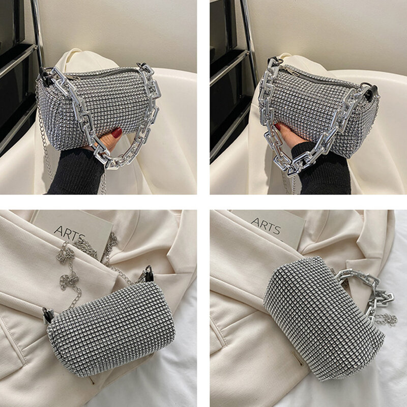 Mini bolso de mano con cadena de diamantes para mujer, bolso de hombro clásico versátil, edición coreana, compras de viaje, alta calidad, nuevo