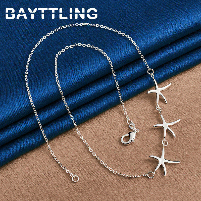 925 Sterling Silver 18 Inches Exquisite Star Women Necklace For Fashion Engagement Luxury Party Jewelry Wedding Christmas Gift