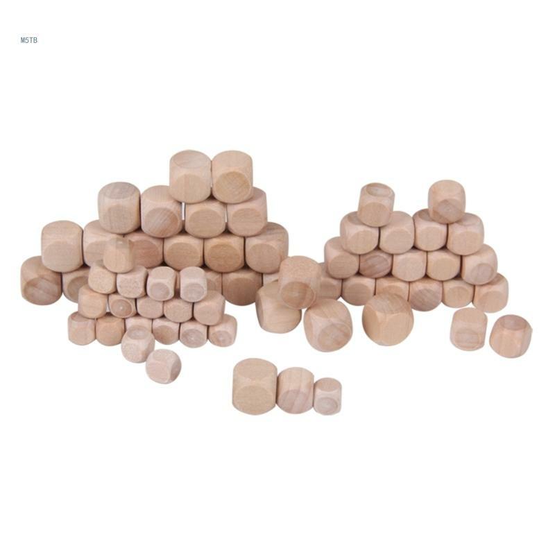 20 Pieces DIY Blank Dices Unpainted Wooden Dices Wooden Plain Dices 8-20mm Dropship