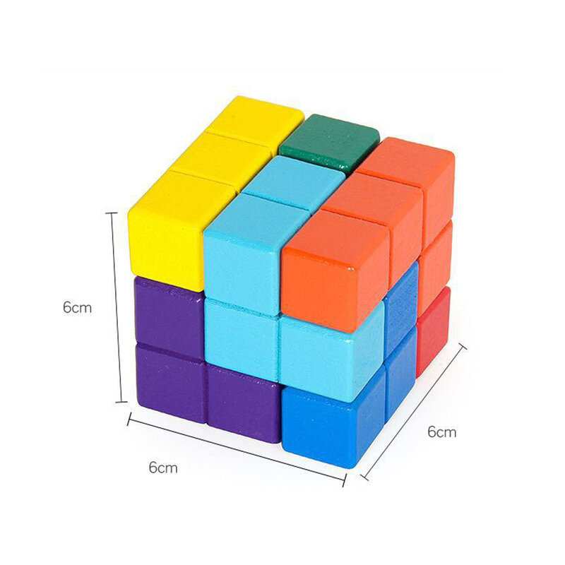 3D Wooden Children Early Educational Soma Cube Building Block Toys Montessori Puzzle Games Brain Challenge Game Sensory For Kids