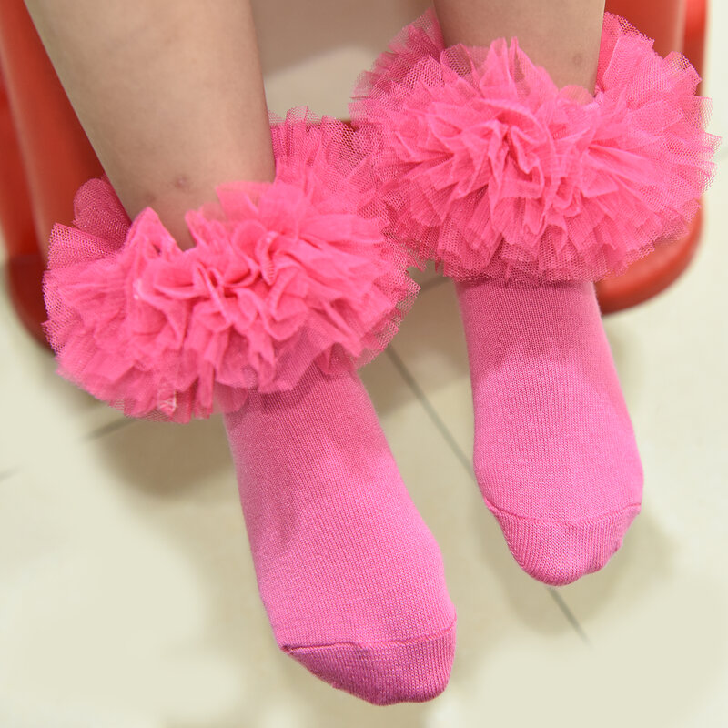 Носки для девочек с рюшами, пушистые носки с рюшами для принцесс, для новорожденных/малышей/девочек