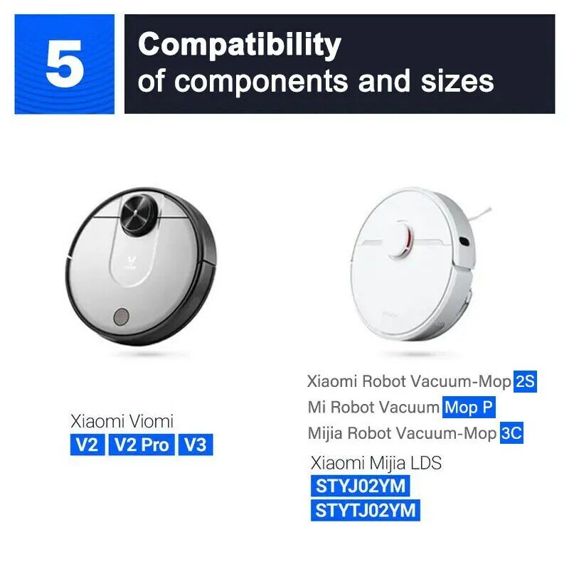 Hepa-Filter, für per Xiaomi Mijia Robot Vacuum Mop 2S, 3C,Mi Robot Vacuum Mop P Zubehör, Wischtücher, Hauptbürste, Seitenbürste, für STYJ02YM, XMSTJQR2S