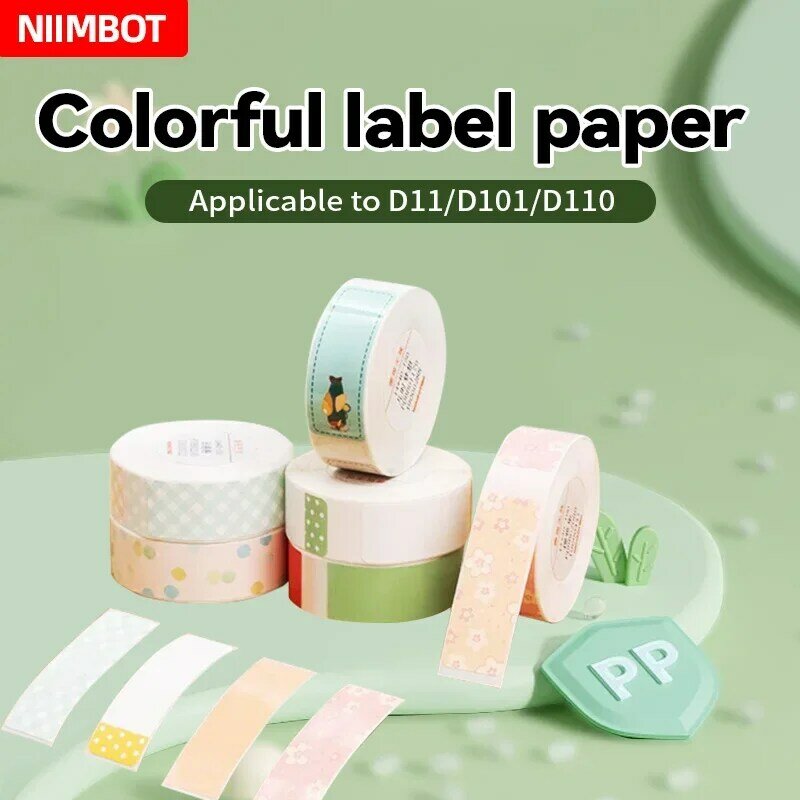 Niimbot D101 D11 D110 kolorowa naklejka etykieta termiczna wodoodporna anty-olejowa do Mini przenośnej drukarki do mobilnego papieru naklejkowego