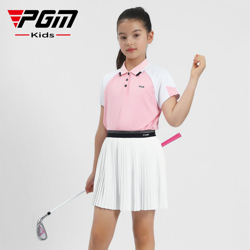 PGM 골프 스포츠 소녀 짧은 스커트, 빠른 건조 스포츠, 신축성 허리 주름, 어린이 통기성 골프 드레스, QZ090, 여름 패션
