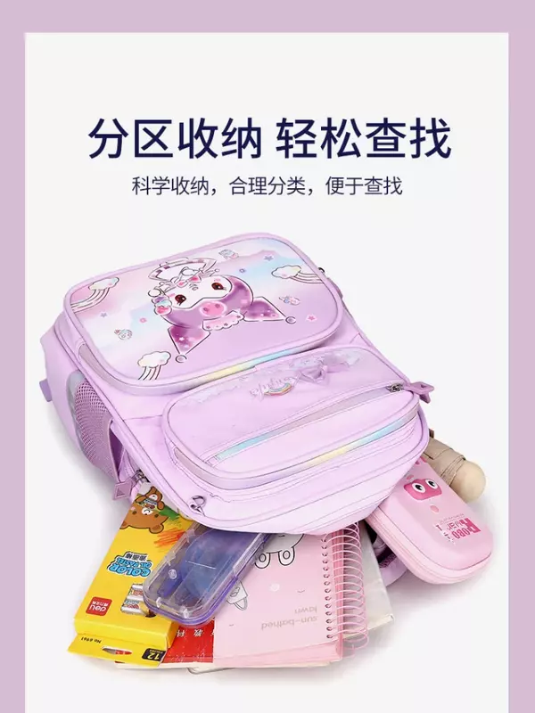 กระเป๋าเป้สะพายหลัง Hello Kitty สำหรับเด็กผู้หญิง, กระเป๋าลายการ์ตูนน่ารักโรงเรียนประถมความจุขนาดใหญ่กระเป๋านักเรียนสำหรับเด็กผู้หญิง2024