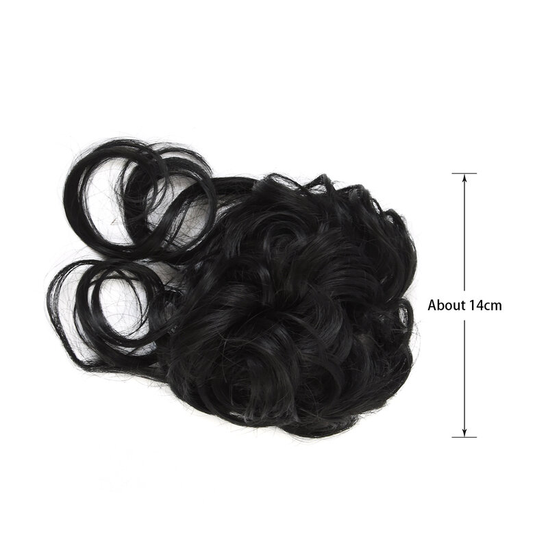 Moño de pelo desordenado sintético negro, postizos rizados, Scrunchies de cabello con banda elástica para mujeres y niñas, 1 pc