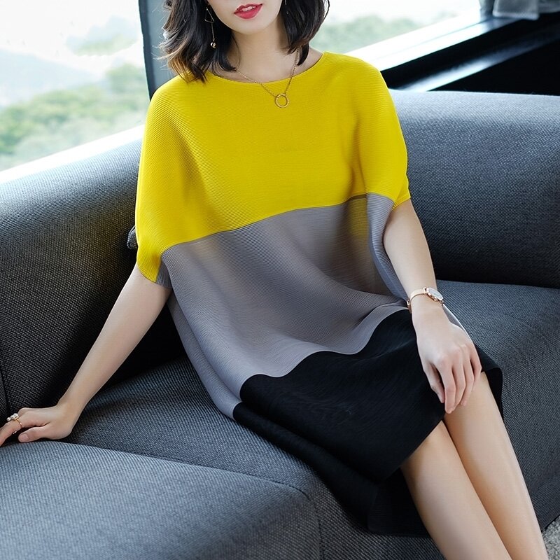 2024 Spring Fashion New Women's Commuter Large Loose Bat Sleeves Colored Dress Summer  long dress
