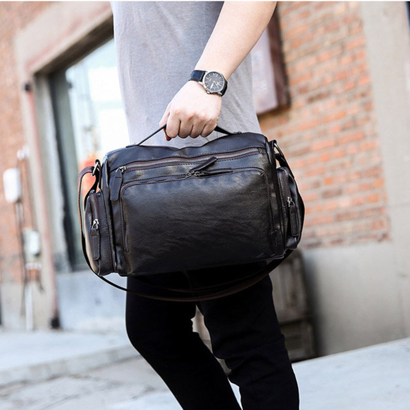 Портфель мужской кожаный в стиле ретро, сумка на плечо для отдыха, сумочка кросс-боди в деловом стиле, цвет черный/коричневый, 2022
