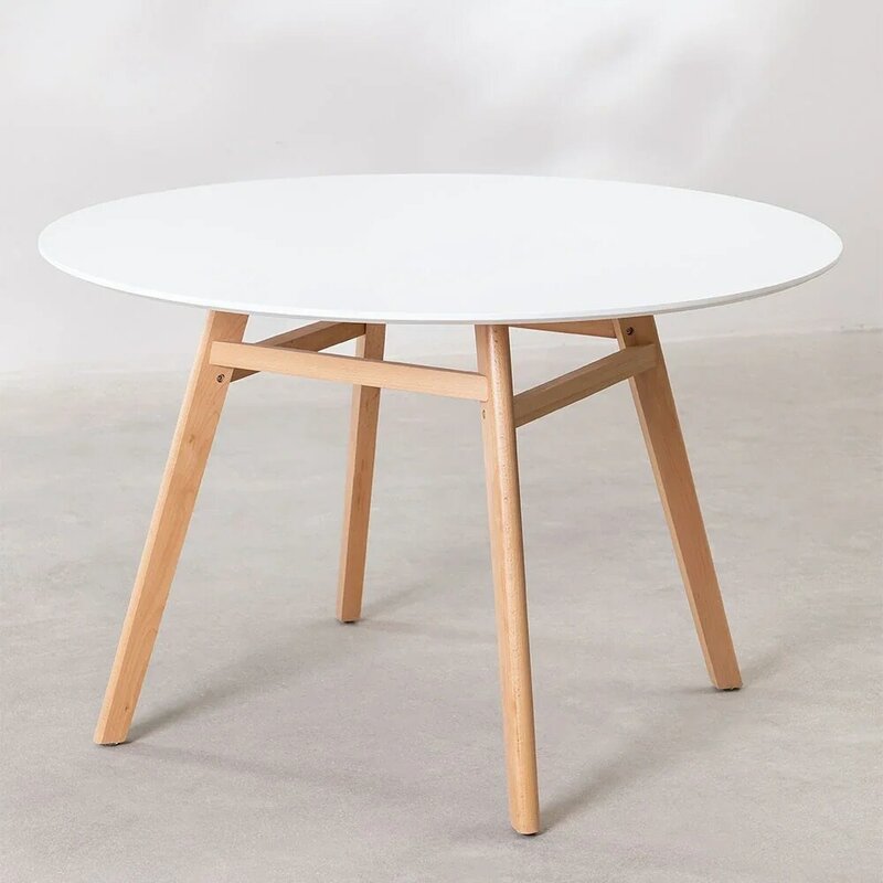 New Modern Design Scandinavian Dining Table 4 Seater Nordic Beech MDF PU Painting Dining Table
