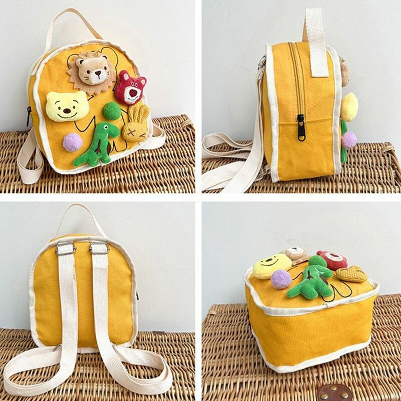 Холщовый школьный рюкзак с мультипликационной куклой, подарки, мини-рюкзак из полиэстера с клубничным медведем, холщовый рюкзак с динозавром