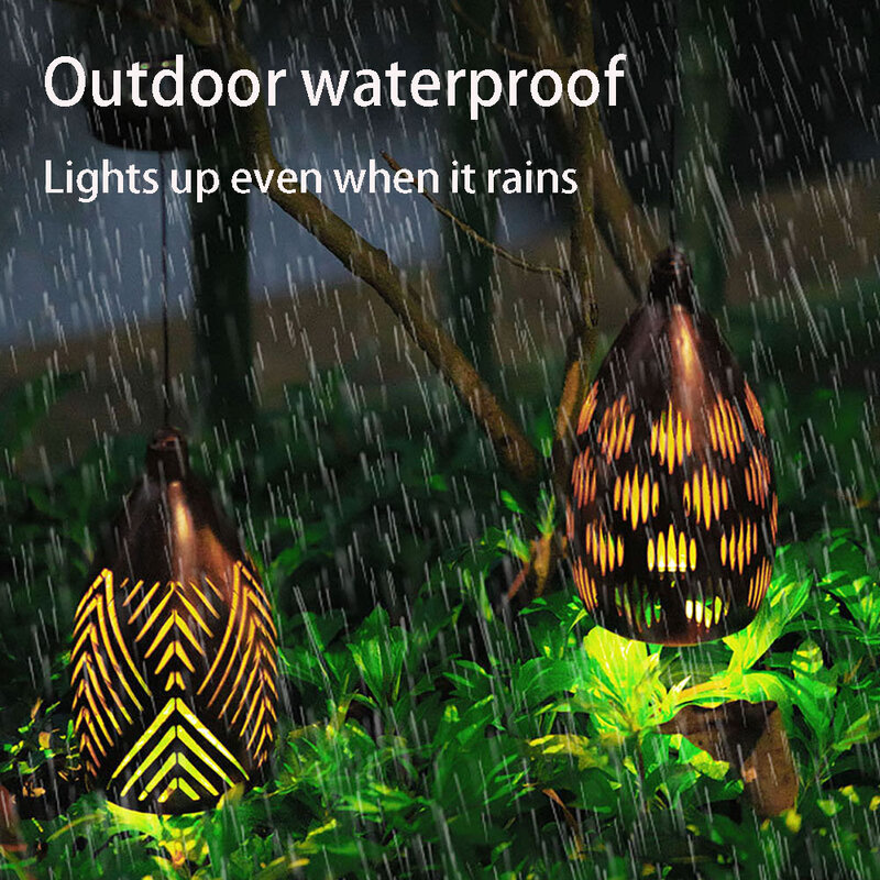 Solar Portable Lamp Garden Light Iron Art Lantern Outdoor Lighting  Rechargeable Emergency Light for Camping Yard Landscape Deco