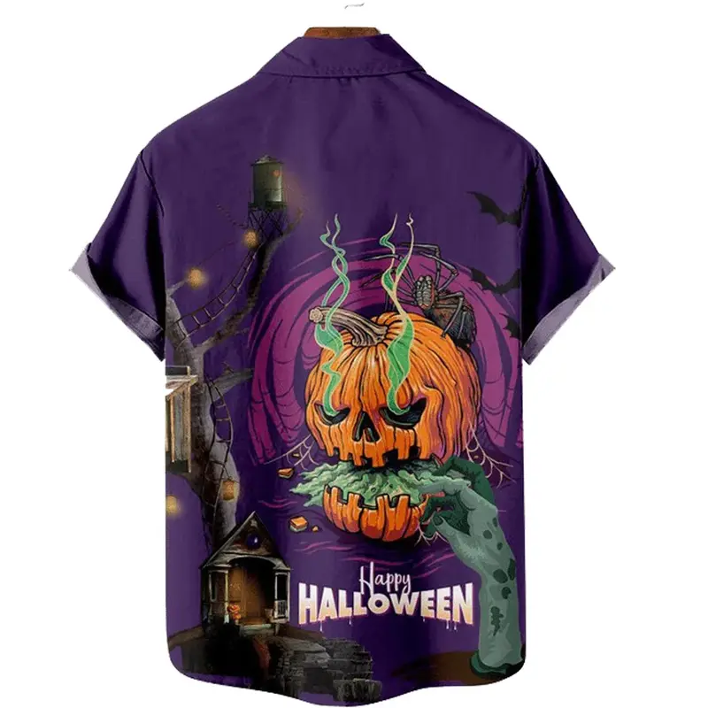 Heren Korte Mouw Horror Night Party Shirts Halloween Tops Harajuku Shirts Vakantie Horror Hiphop Casual Losse T-Shirts Unisex