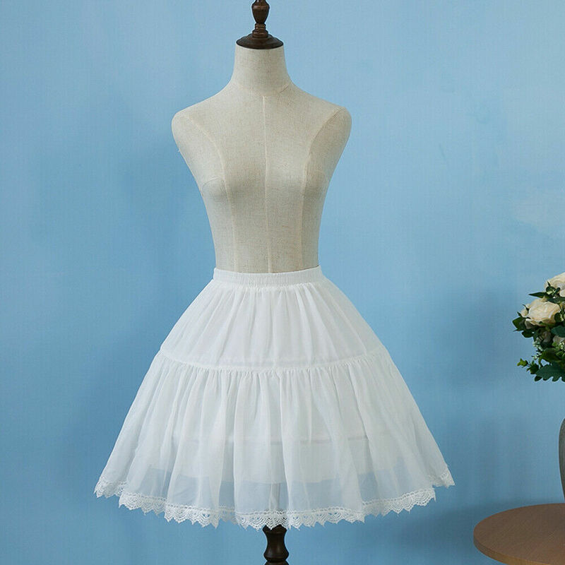 Lace Crinoline Underskirt Petticoat Hoop Dress White Bustle Cage Adjustable