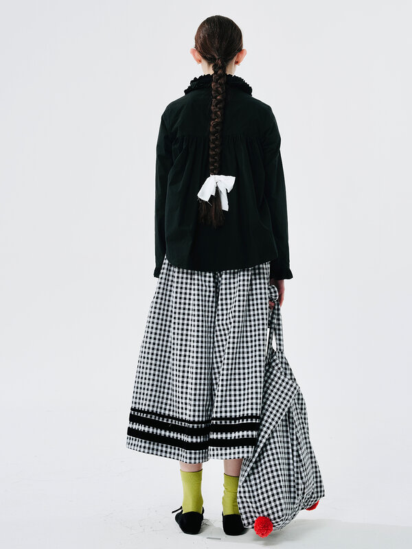 Tenstein KOKONI-Pantalon large à carreaux pour femme, ample, patchwork rayé, poches, design original, 244573
