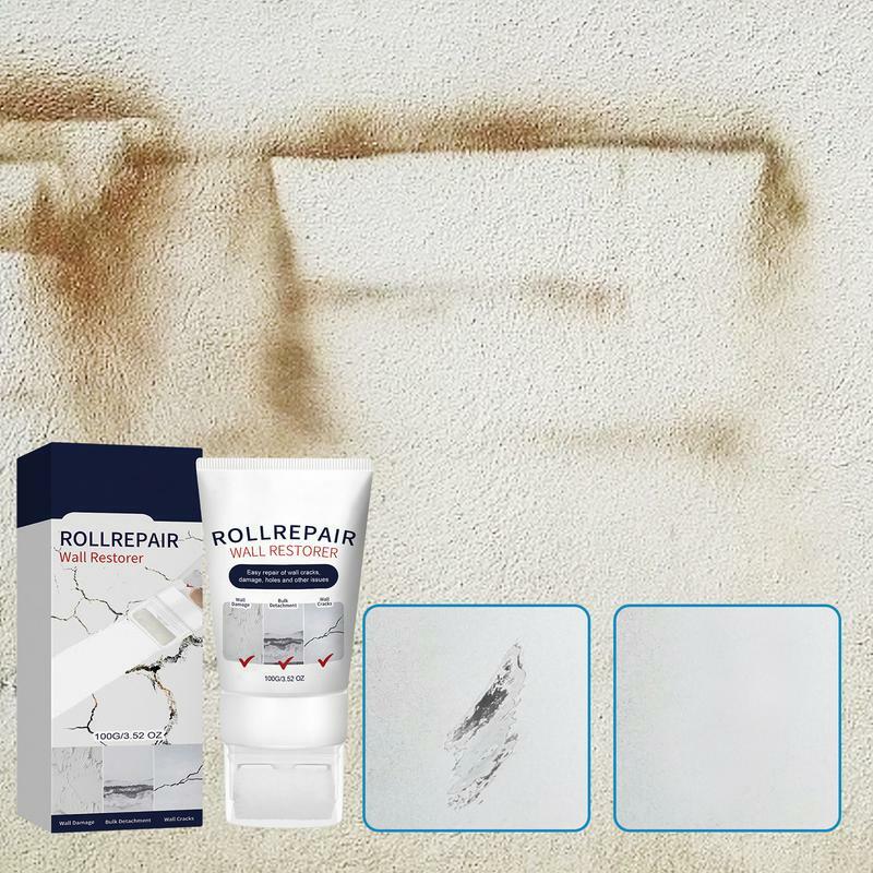 Krim reparasi dinding warna putih 100g, sikat rol pasta perbaikan dinding untuk sikat gulung kecil cat lateks Dinding
